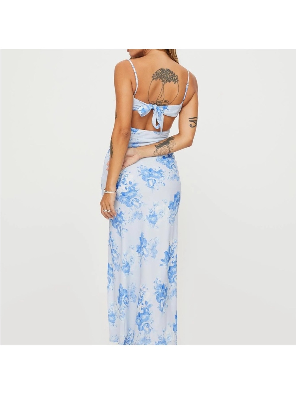 Princess Polly Light Blue and White Floral Maxi Slip Dress - Picture 2 of 9